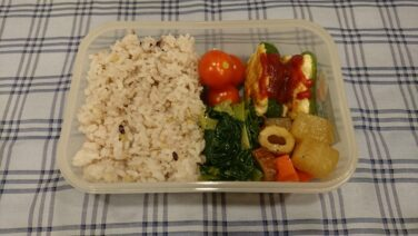 トマトが入って彩りがよくなった弁当